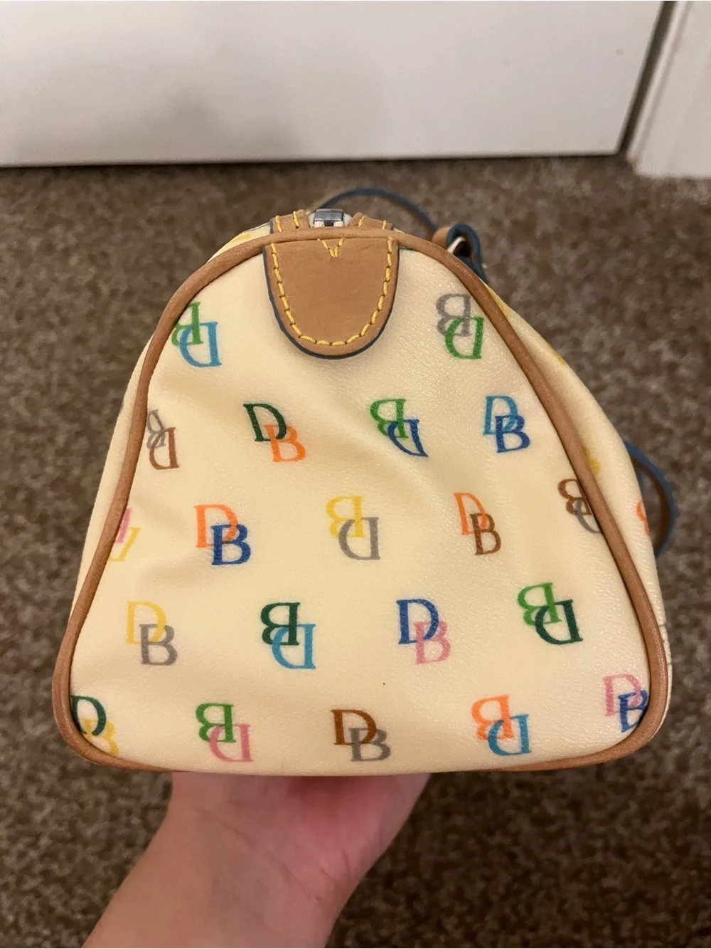 Dooney & Bourke Vintage Y2K Barrel Bag in Coated Canvas Rainbow Monogram